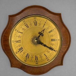 Vintage 80s Handmade Wood Brass Wall Clock | Glass Cover | Battery Operated